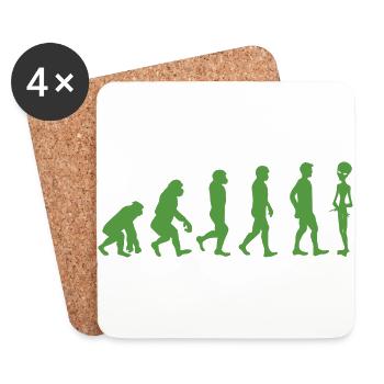 Alien / Area 51 / UFO: Evolution - Affe - Mensch - - Untersetzer (4er-Set) - Weiß - Vorne