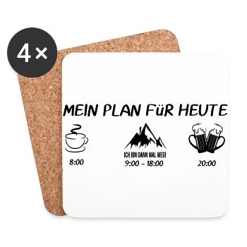 MEIN PLAN FüR HEUTE berg ich bin dann mal weg - Untersetzer (4er-Set) - Weiß - Vorne