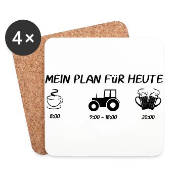 MEIN PLAN FüR HEUTE traktor Landwirt - Untersetzer (4er-Set) - Weiß - Vorne