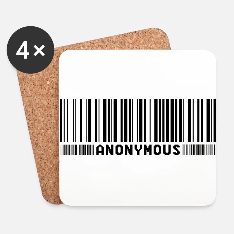 Anonymous Barcode - We Are Legion - Shirt - Coasters (set of 4) - white