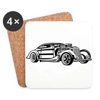 Hot Rod / Rad Rod 05_schwarz weiß - Untersetzer (4er-Set) - Weiß - Vorne