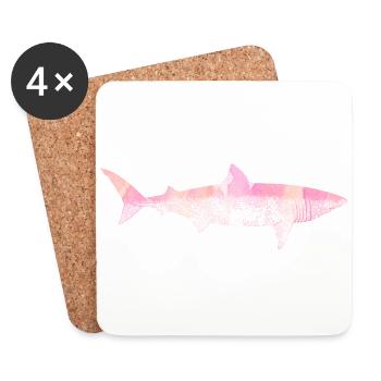 Attaque de requin - Dessous de verre (lot de 4) - blanc - Devant