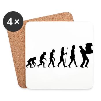 Evolution package delivery t-shirt postman gift - Coasters (set of 4) - white - Front
