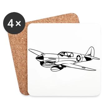 Fighter / pilote de chasse Warhawk 02_schwarz - Dessous de verre (lot de 4) - blanc - Devant