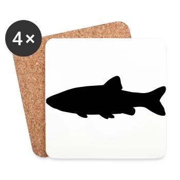 Fisch-Silhouette Döbel - Untersetzer (4er-Set) - Weiß - Vorne