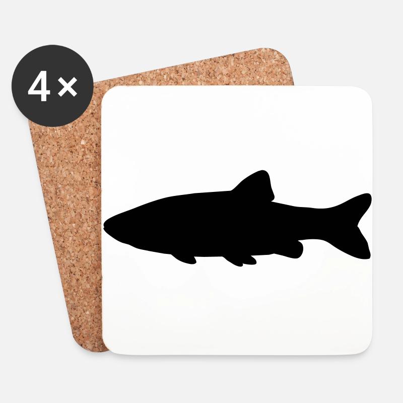 Fisch-Silhouette Döbel - Untersetzer (4er-Set) - Weiß