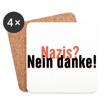 Nazis? Nein danke! - Untersetzer (4er-Set) - Weiß - Vorne