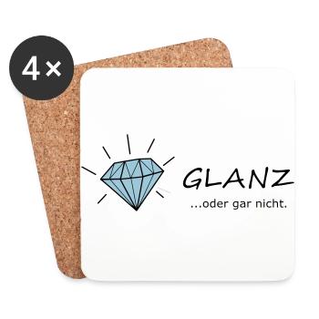 GLANZ oder gar nicht, mit Diamant, Glamour - Untersetzer (4er-Set) - Weiß - Vorne