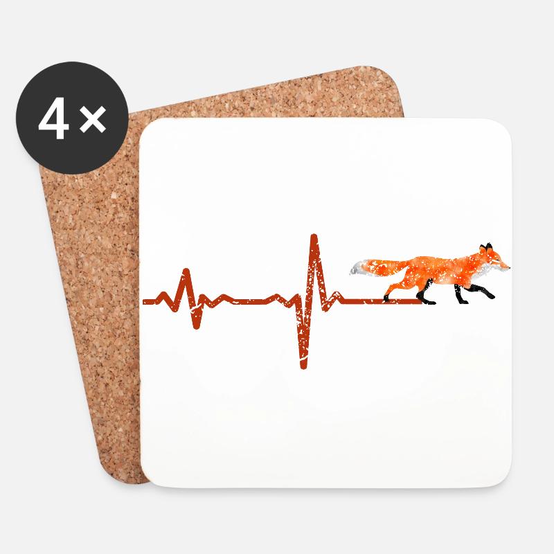Heartbeat Fuchs - Geschenk - Untersetzer (4er-Set) - Weiß