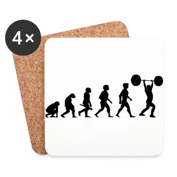 Evolution Gewichtheben Kraftsport Bodybuilding - Untersetzer (4er-Set) - Weiß - Vorne