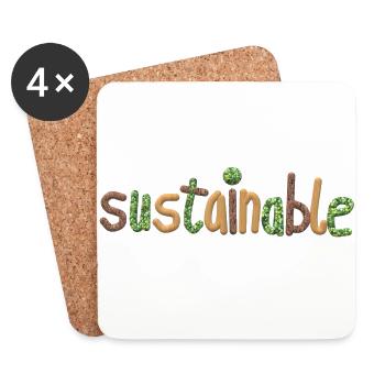 sustainable - Coasters (set of 4) - white - Front