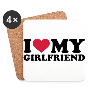 I love my girlfriend - Dessous de verre (lot de 4) - blanc - Devant