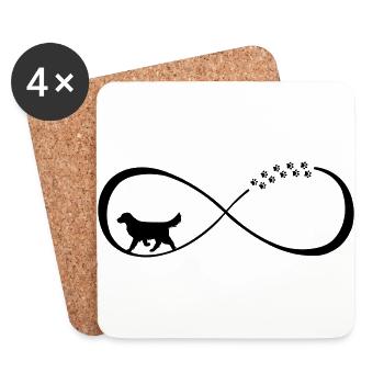 Infinity Loop Golden Retriever, boucle infinie - Dessous de verre (lot de 4) - blanc - Devant