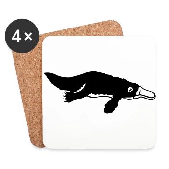 platypus ornitorinque animal - Coasters (set of 4) - white - Front
