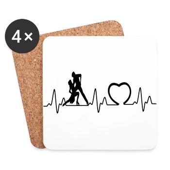 Heartbeat avec coeur paire de glace - Dessous de verre (lot de 4) - blanc - Devant