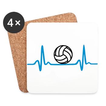 Volleyball Herzschlag - Untersetzer (4er-Set) - Weiß - Vorne