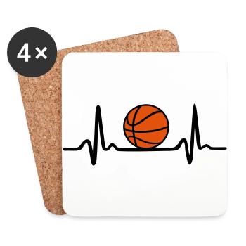 Basketball Herzschlag - Untersetzer (4er-Set) - Weiß - Vorne