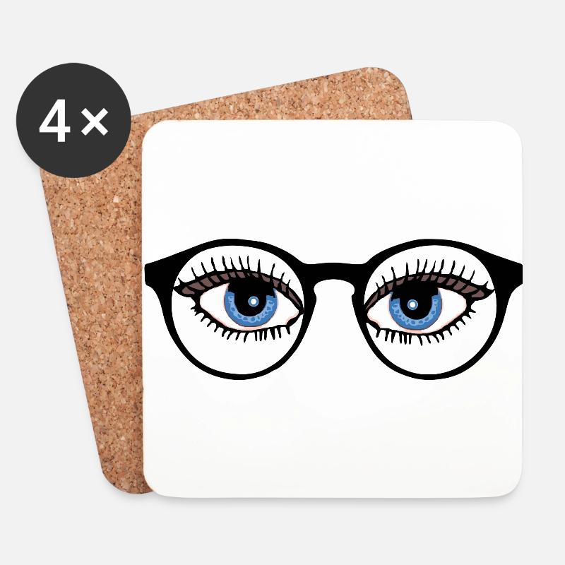 Brille Augen Sehen -Hinsehen - Beobachten - Untersetzer (4er-Set) - Weiß