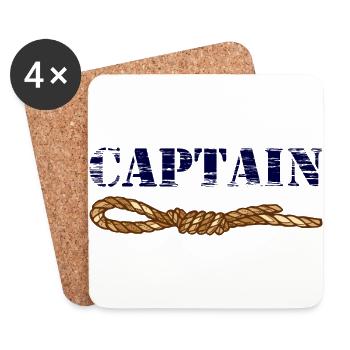 Captain Captain style maritime avec noeud de marin - Dessous de verre (lot de 4) - blanc - Devant