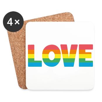 Love Regenbogen - Untersetzer (4er-Set) - Weiß - Vorne