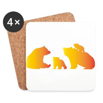 Ours en famille amoureux de toute la famille - Dessous de verre (lot de 4) - blanc - Devant