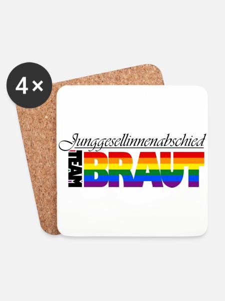 TEAM:BRAUT (Pride-Version) - Untersetzer (4er-Set) - Weiß
