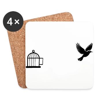 Vogelfrei - Freedom Bird - Coasters (set of 4) - white - Front