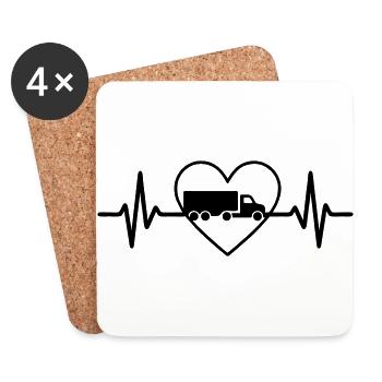Truck Driver Truck Heart - Coasters (set of 4) - white - Front