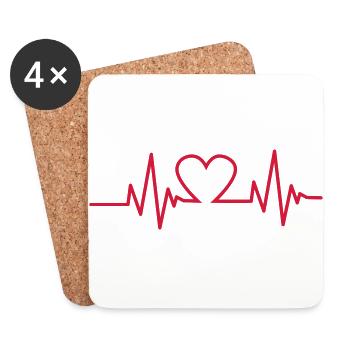 Heartbeat - Untersetzer (4er-Set) - Weiß - Vorne