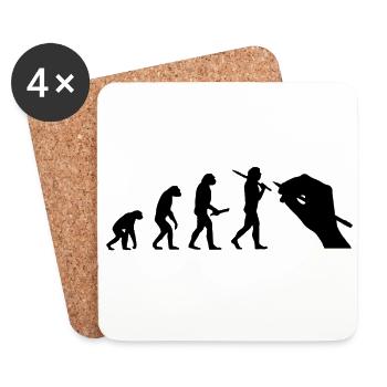 Evolution Entwicklung Fortschritt Mensch Künstler - Untersetzer (4er-Set) - Weiß - Vorne