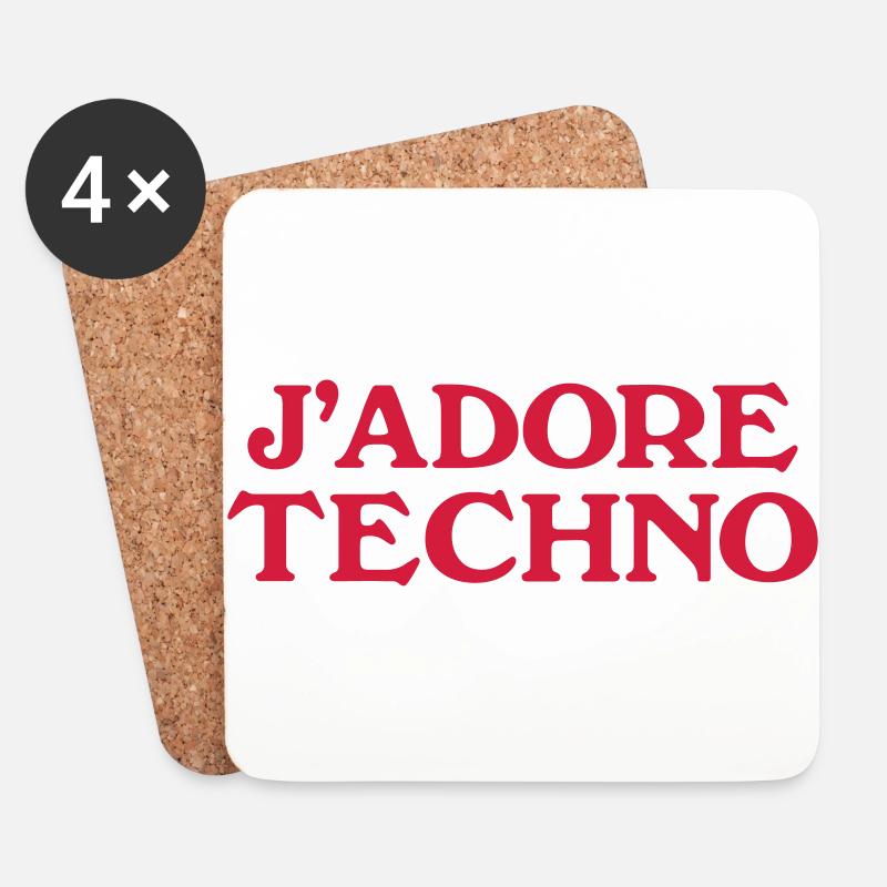 J'adore Techno - Untersetzer (4er-Set) - Weiß