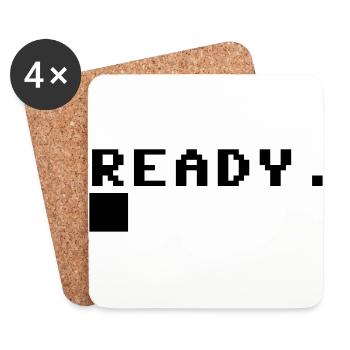 C64 Ready Nerd Computer Retro Geschenk Idee - Untersetzer (4er-Set) - Weiß - Vorne