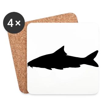 Fish silhouette barbel - Coasters (set of 4) - white - Front