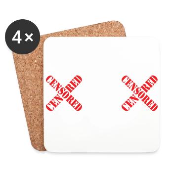 Funny Style Gift Women's Censored Breasts - Coasters (set of 4) - white - Front
