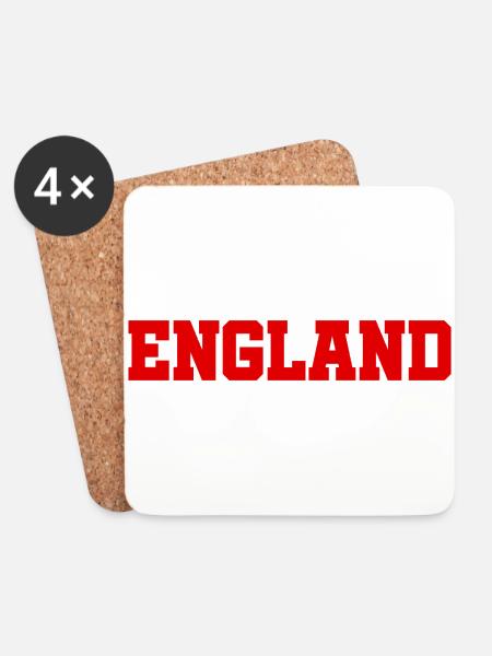 England - Slogan - Quote - Soccer - Three Lions GB - Untersetzer (4er-Set) - Weiß