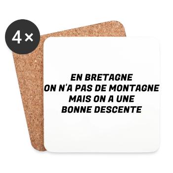 Bretagne / Breton / Bretonne / Breizh / Bzh - Dessous de verre (lot de 4) - blanc - Devant
