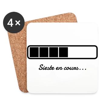 Sieste en cours - Humour - Drôle - Blague - Fun - Dessous de verre (lot de 4) - blanc - Devant