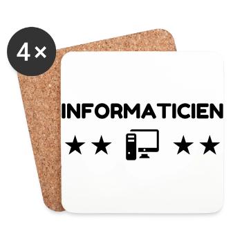 informatique / informaticien / ordinateur / geek - Dessous de verre (lot de 4) - blanc - Devant