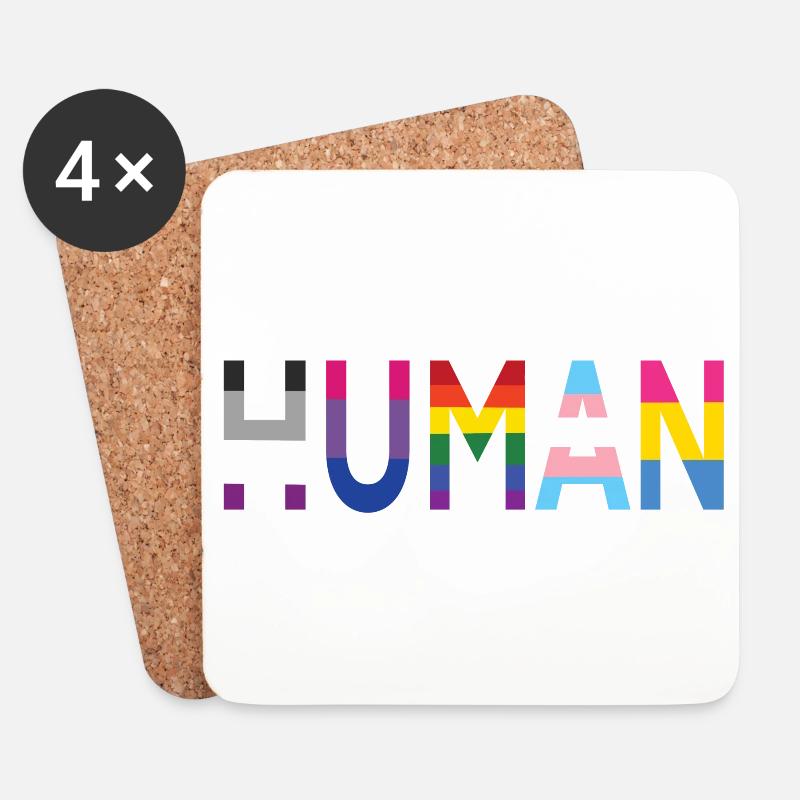 HUMAN SCHRIFTZUG - Untersetzer (4er-Set) - Weiß