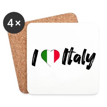 J'adore l'Italie Italie disant avec coeur vacances - Dessous de verre (lot de 4) - blanc - Devant