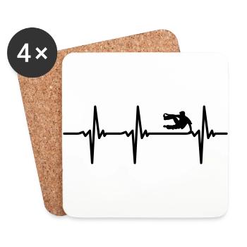 Heartbeat Parkour ECG - Dessous de verre (lot de 4) - blanc - Devant