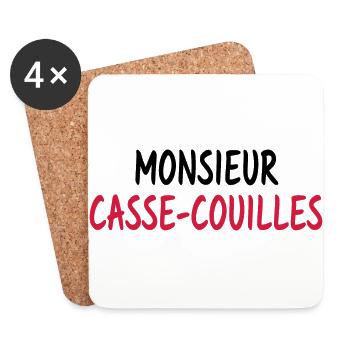 Monsieur casse couilles - Dessous de verre (lot de 4) - blanc - Devant