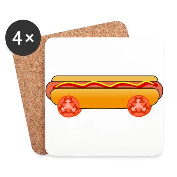 Hotdog with wheels - Coasters (set of 4) - white - Front