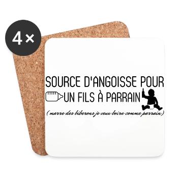 Marre des biberons boire comme parrain - Dessous de verre (lot de 4) - blanc - Devant