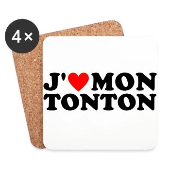 J' aime mon tonton cadeau oncle coeur rouge - Dessous de verre (lot de 4) - blanc - Devant