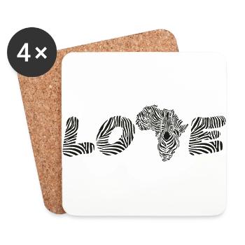 Love to wild zebras Africa - Coasters (set of 4) - white - Front