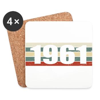1961 Jahrgang 1961 Geschenk 1961 Geburtstag 1961 - Untersetzer (4er-Set) - Weiß - Vorne
