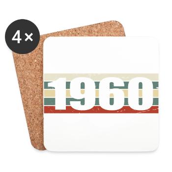 1960 Jahrgang 1960 Geschenk 1960 Geburtstag 1960 - Untersetzer (4er-Set) - Weiß - Vorne