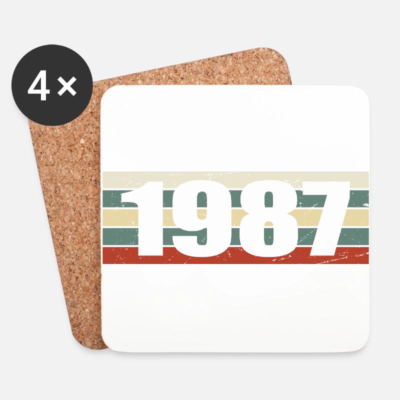 1987 Jahrgang 1987 Geschenk 1987 Geburtstag 1987 - Untersetzer (4er-Set) - Weiß
