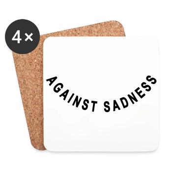 against sadness (smiley) - Coasters (set of 4) - white - Front